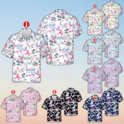 Tropical florida hawaiian shirt in multicolor pattern, front view