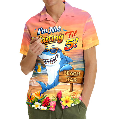 Another lifestyle shot of the funny tropical Hawaiian shirt in a summer setting