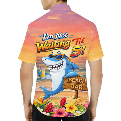 Lifestyle view highlighting the vibrant colors and relaxed fit of the sunset beach Hawaiian shirt