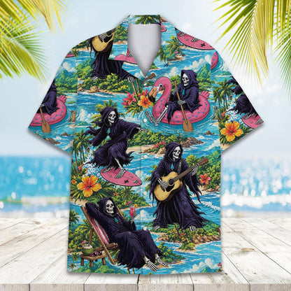 Another front view showcasing the grim reaper all-over print
