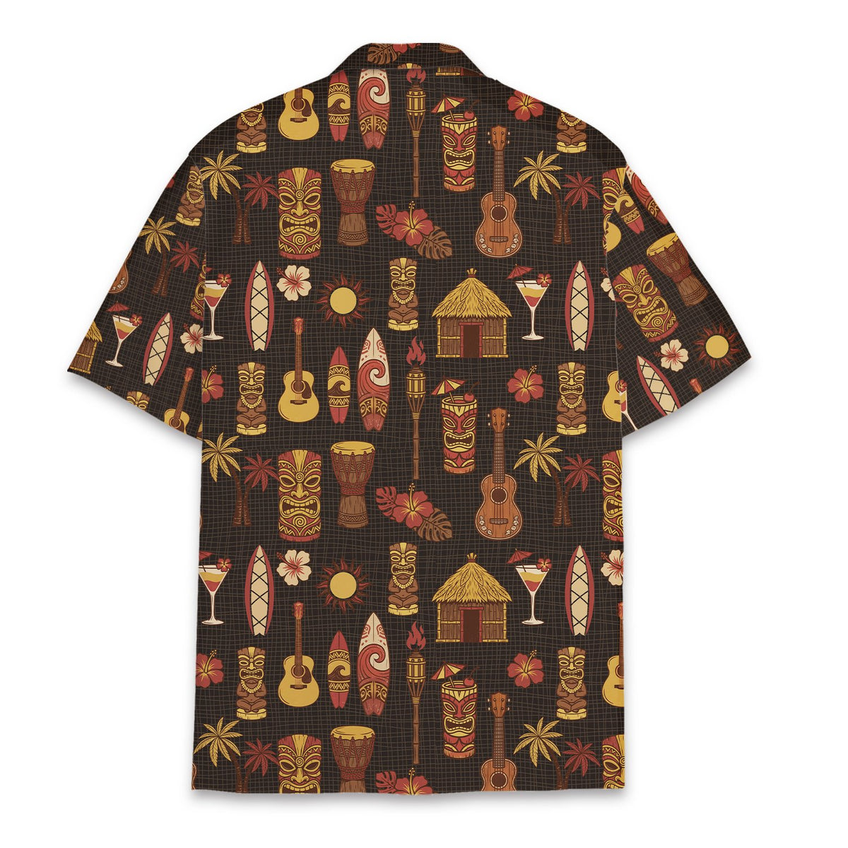 Back view of brown tropical hawaiian hawaiian shirt