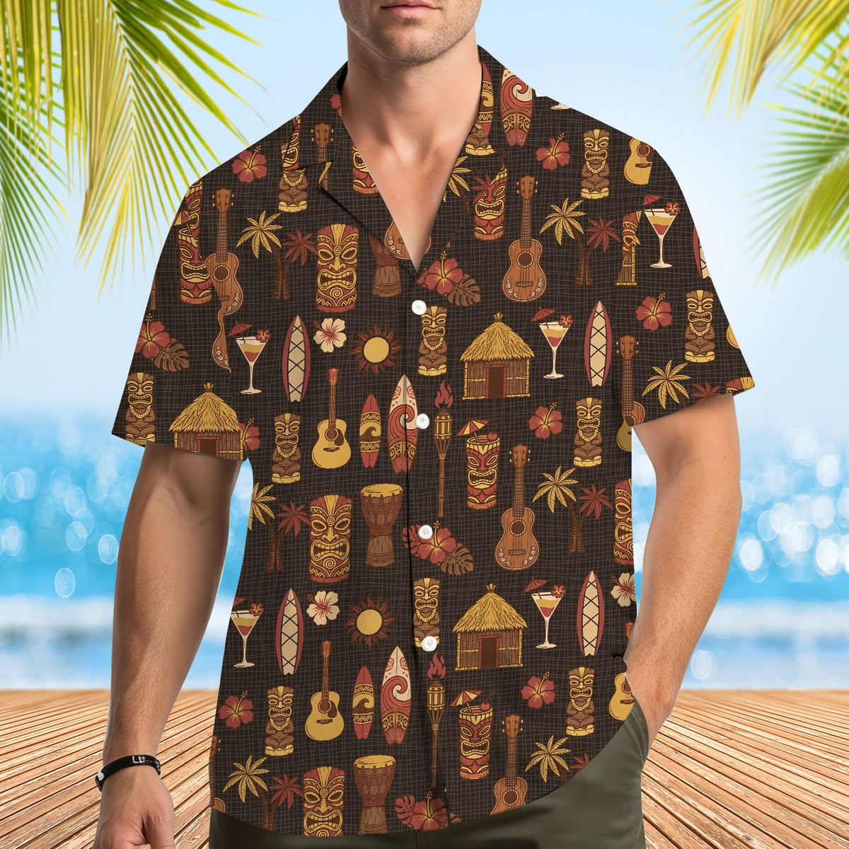Second lifestyle view of matching family hawaiian shirts