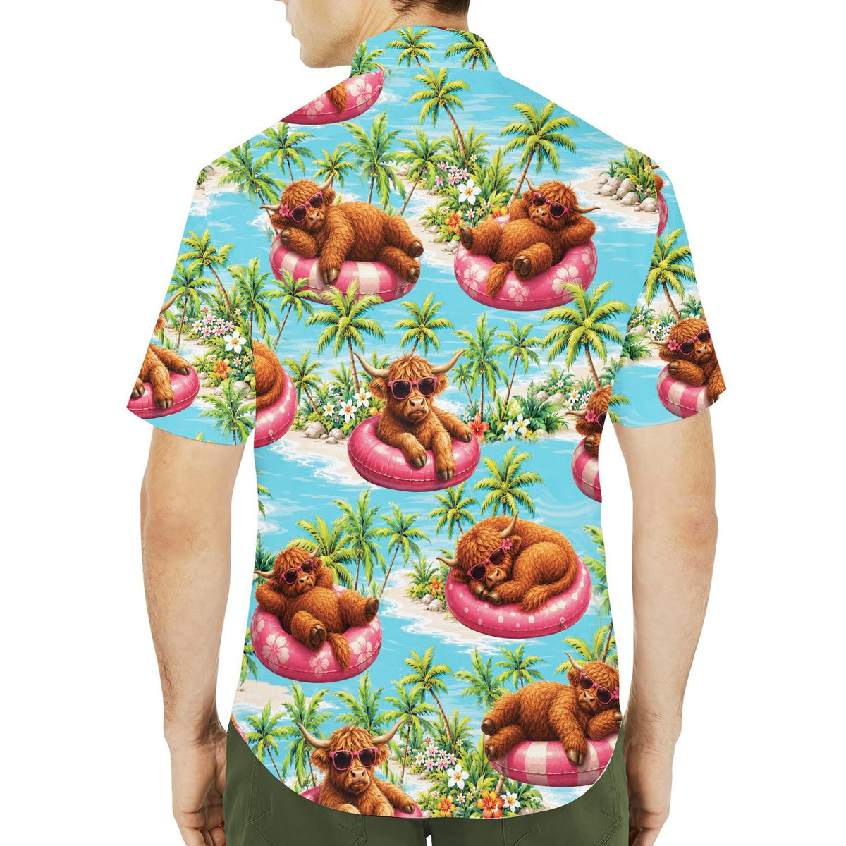 Second lifestyle view of the matching family hawaiian shirts