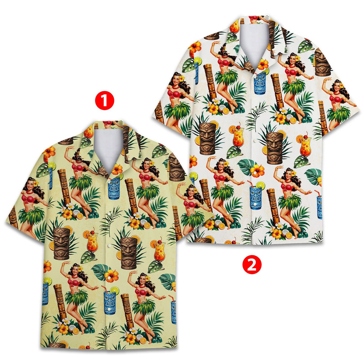 Lifestyle view of tropical hula hawaiian shirt for summer