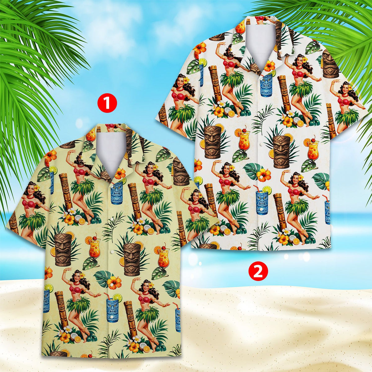 Fifth front view of tropical hula shirt