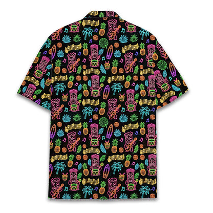 Neon-style tropical luau Hawaiian shirt back view