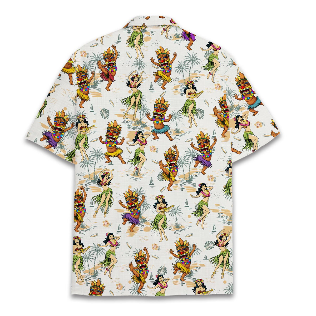 Back view of the tropical luau hawaiian shirt