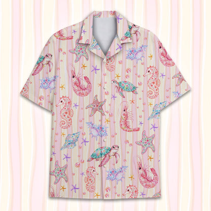 Lifestyle photo of a child wearing the family matching hawaiian shirt
