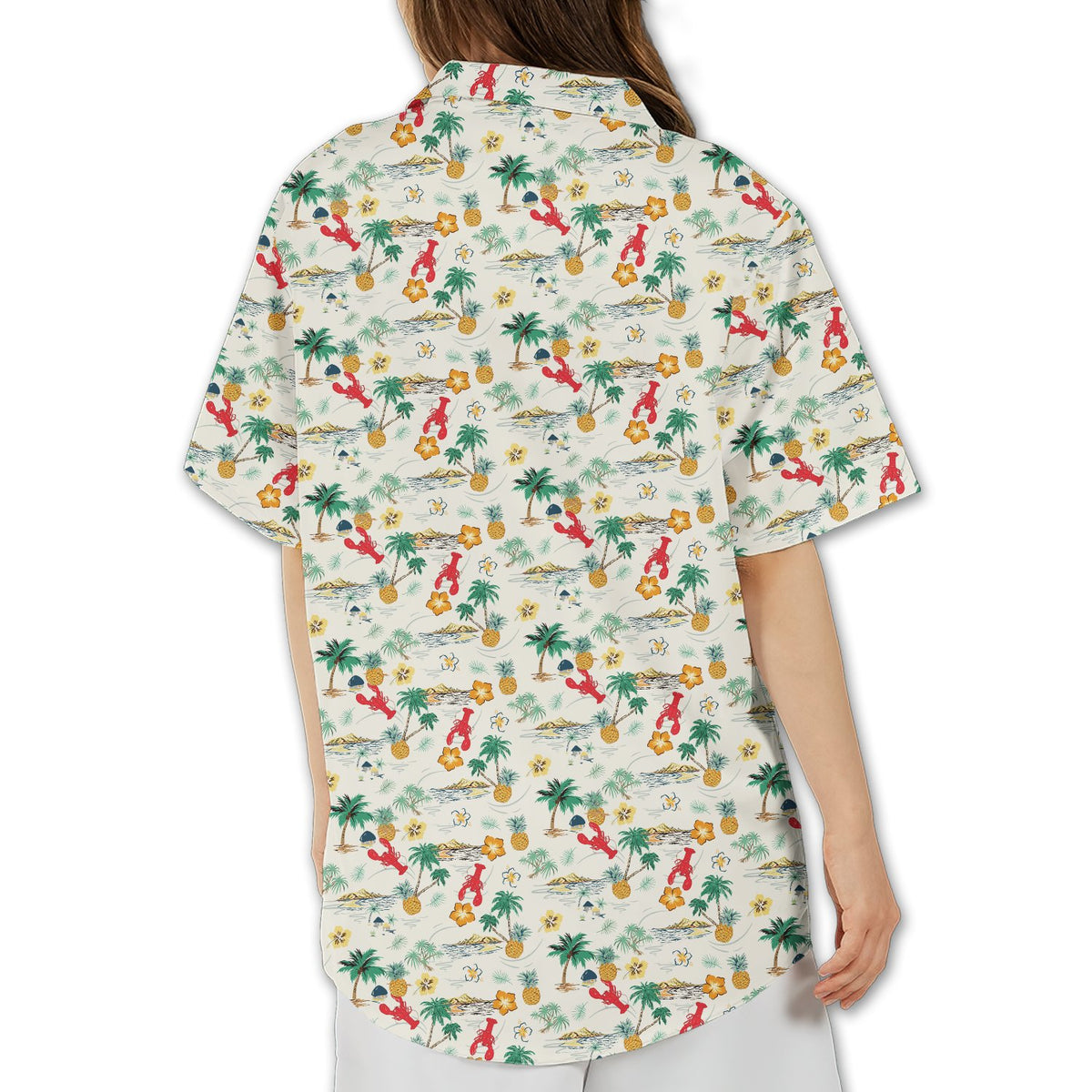 Light-colored hawaiian shirt back alternate view