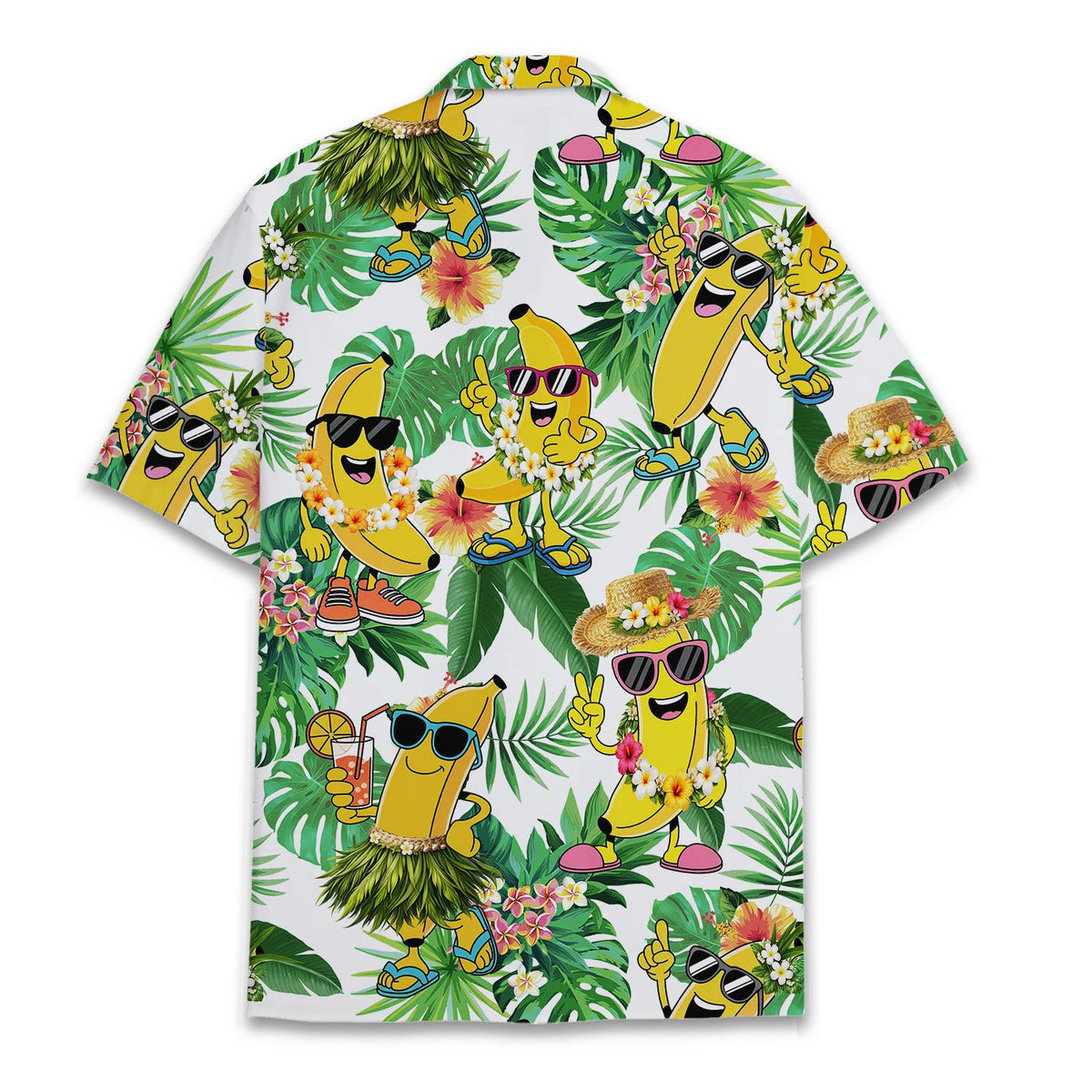 Back view of the tropical banana hawaiian shirt