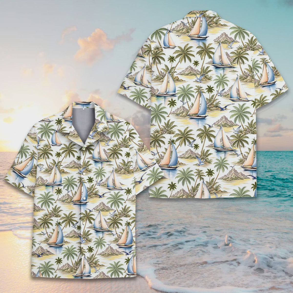 Another front view of the matching family hawaiian shirt design