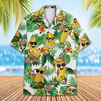 Close up front view of tropical hawaiian shirt fabric