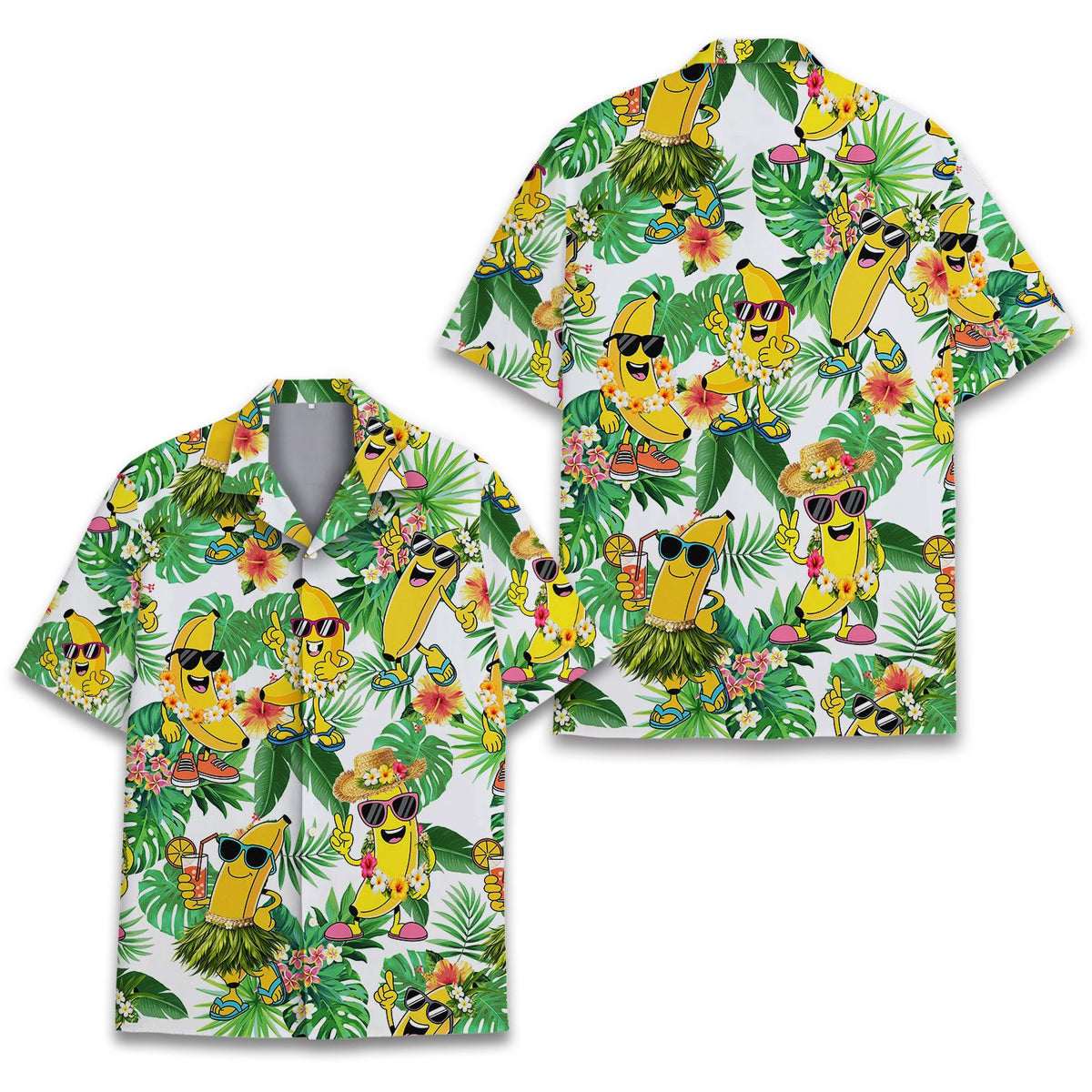 Another front view of the matching family hawaiian shirt