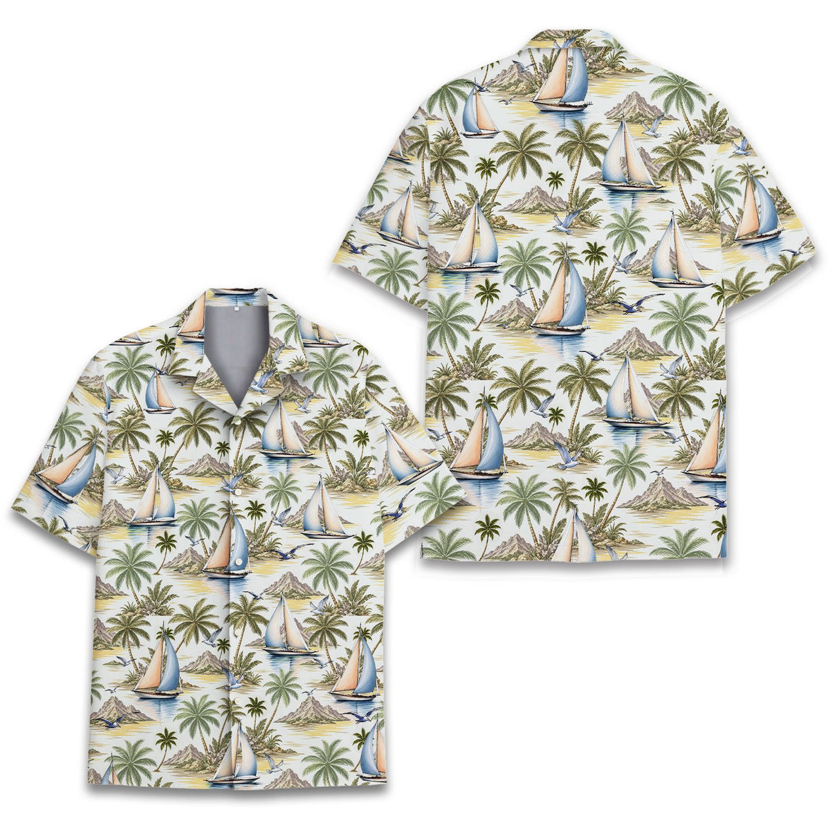 Front view of the tropical hawaiian shirt folded