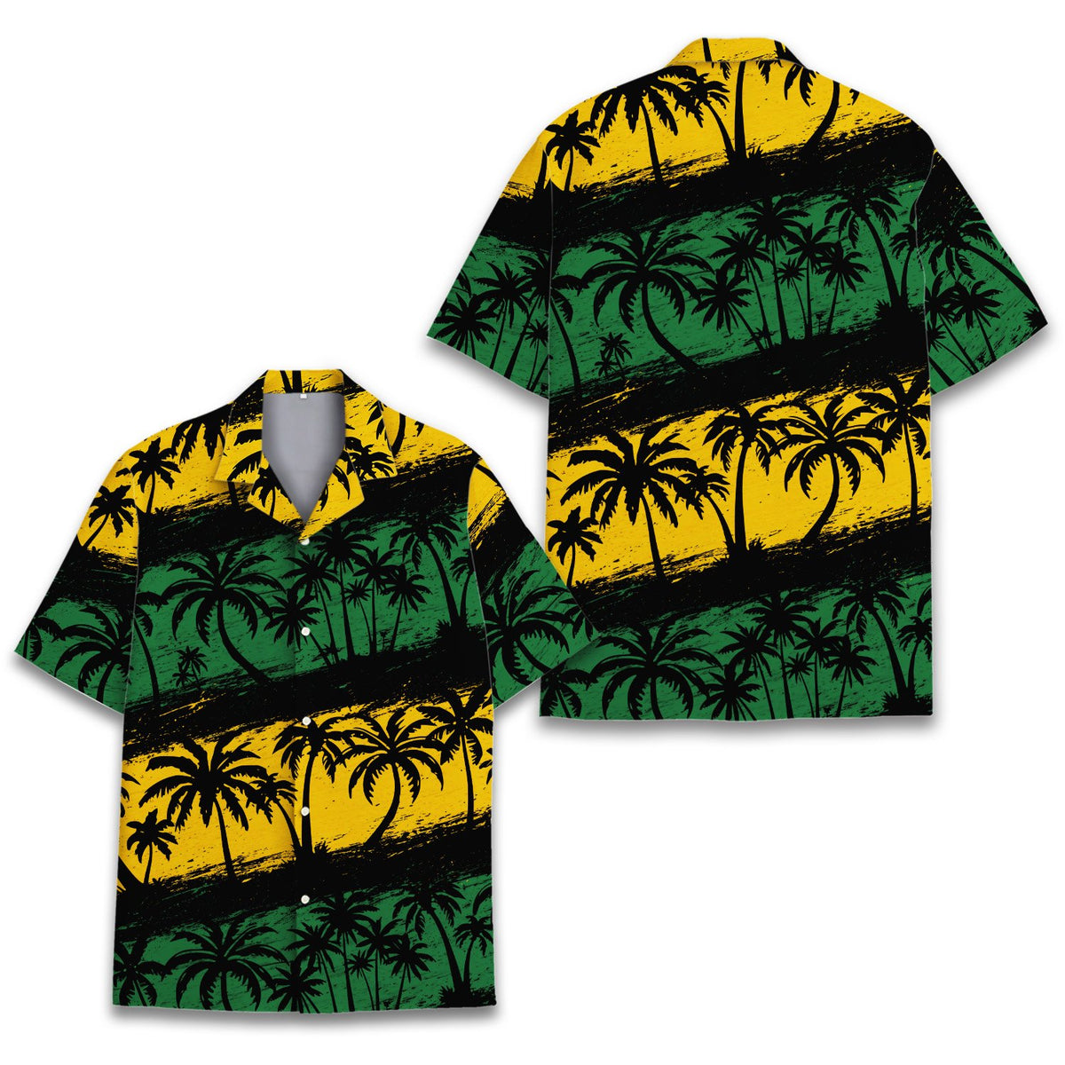 Front view of the vibrant tropical hawaiian shirt