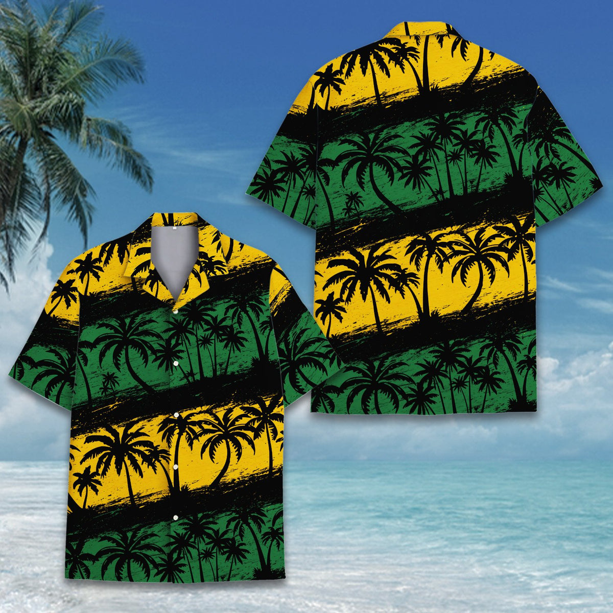 Second lifestyle view featuring the tropical hawaiian shirt