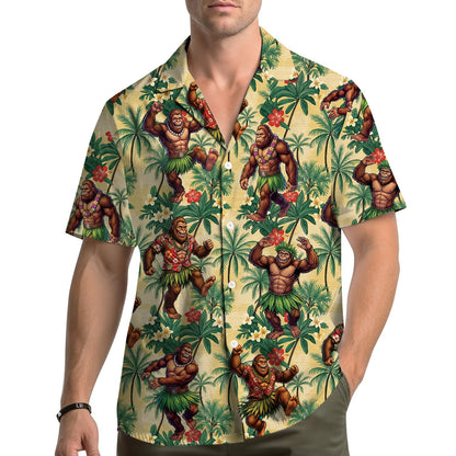 Another lifestyle shot of the family matching tropical hawaiian shirt in a summer setting.
