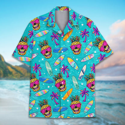 Family matching hawaiian shirts worn in a lifestyle setting