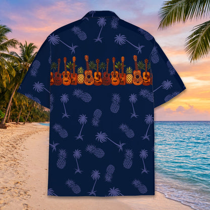 Another front view of the tropical navy hawaiian shirt