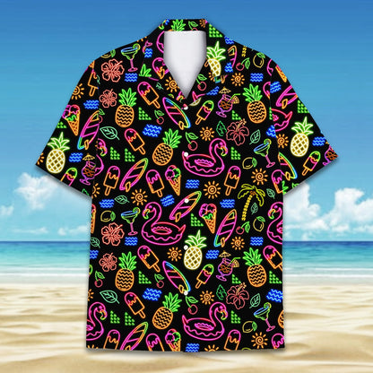 Front detail view of the personalized family matching hawaiian shirt