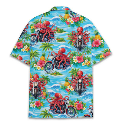 Back view of the tropical octopus motorcycle hawaiian shirt