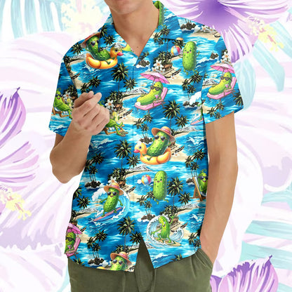 Another front view of the tropical pickle hawaiian shirt