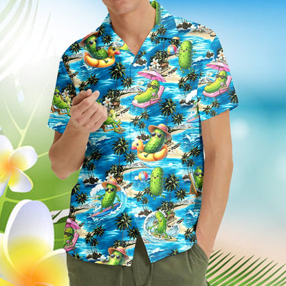 Additional front view of the pickle hawaiian shirt