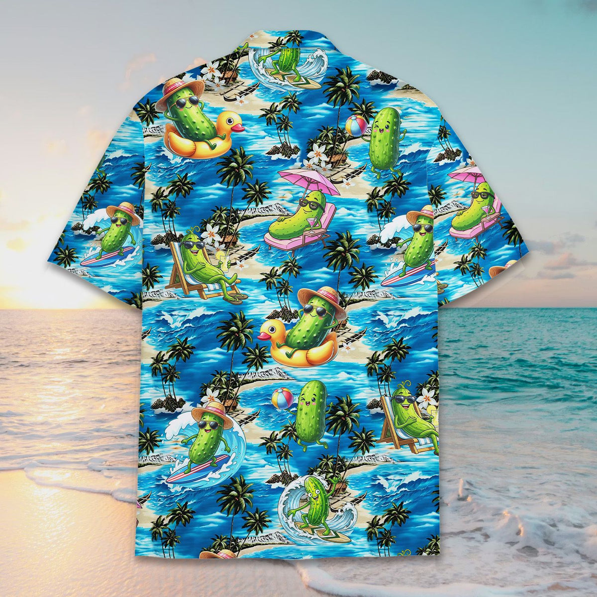 Close-up of the polyester fabric on the tropical hawaiian shirt