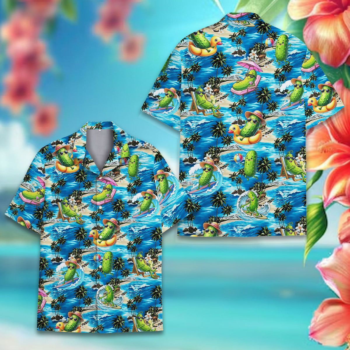 Additional detail view of the matching family hawaiian shirt design