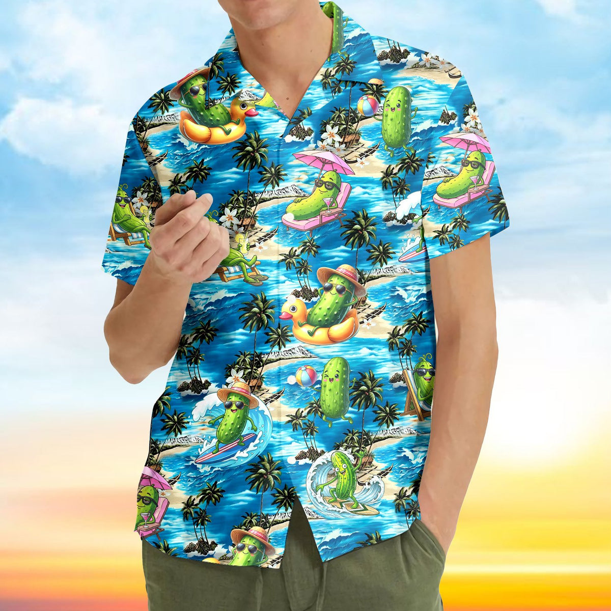 Detail view of the tropical pickle pattern with ocean waves