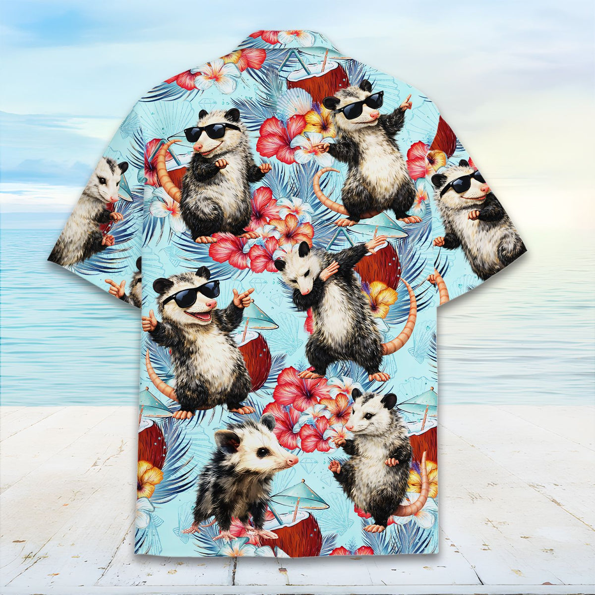 Another back view of the matching family hawaiian shirt