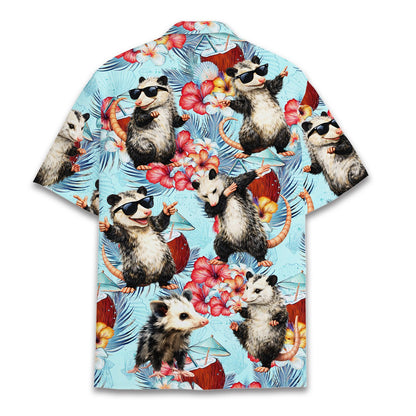 Back view of the tropical possum hawaiian shirt
