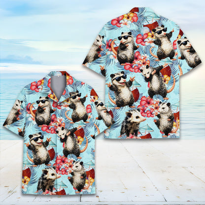 Another front view of the possum hawaiian shirt