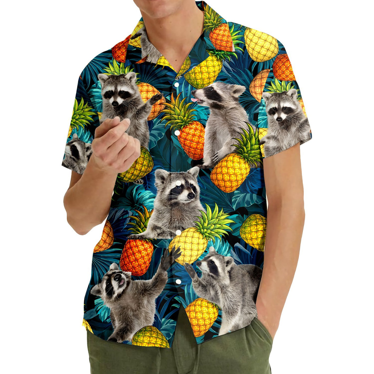 Second lifestyle view of people wearing the family hawaiian shirts