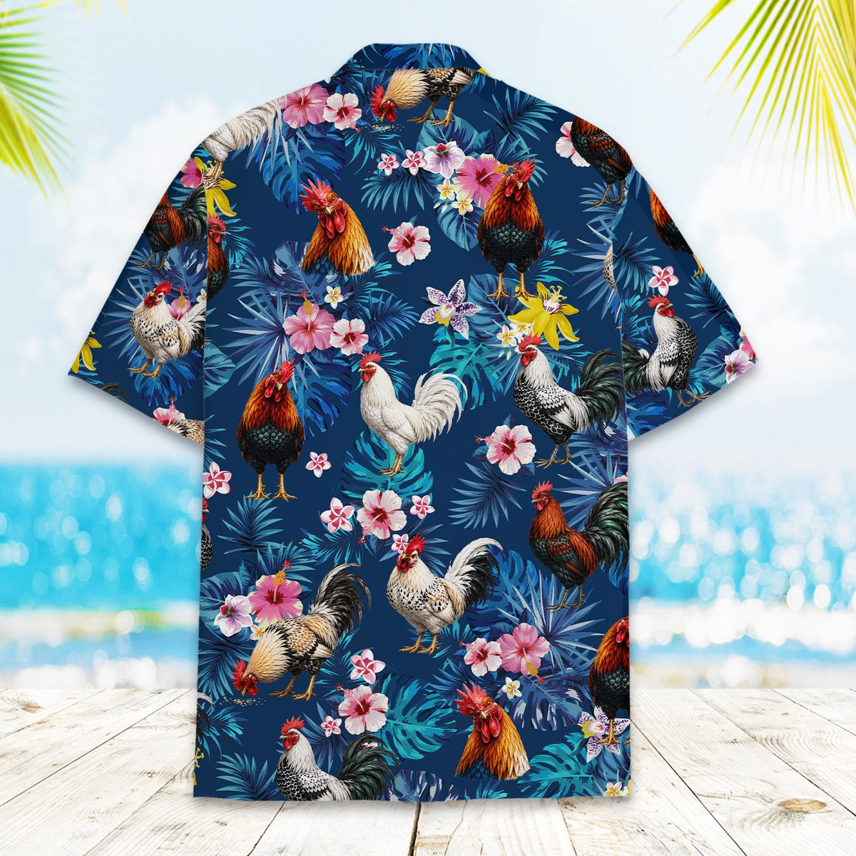 Matching family hawaiian shirts, back view