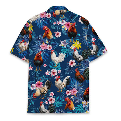 Tropical rooster hawaiian shirt, back view