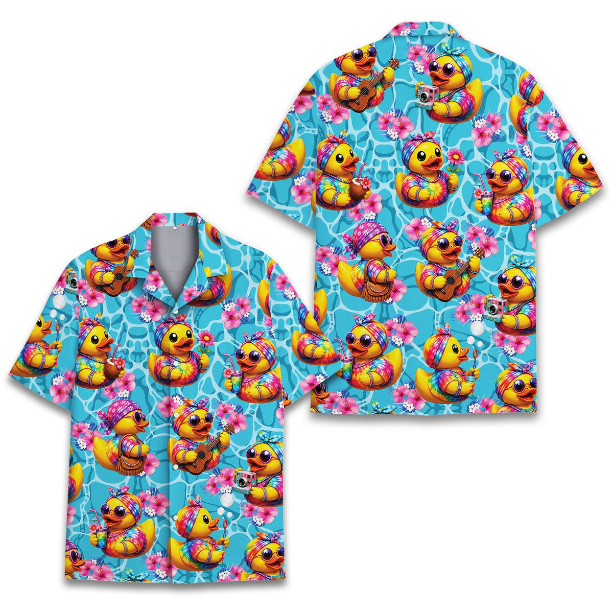 Matching family Hawaiian shirt detailed print, front view 4