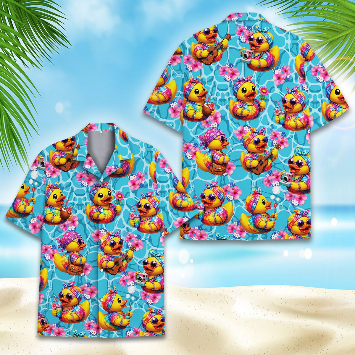 Matching family Hawaiian shirt button-down style, front view 5