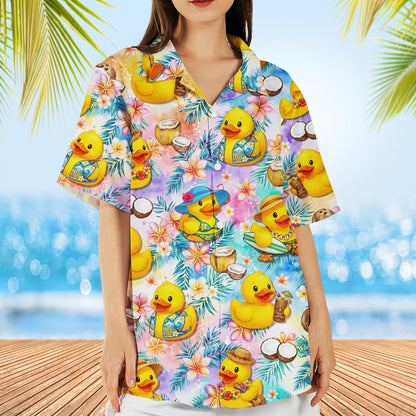 Second lifestyle view of a family in multicolor tropical hawaiian shirts
