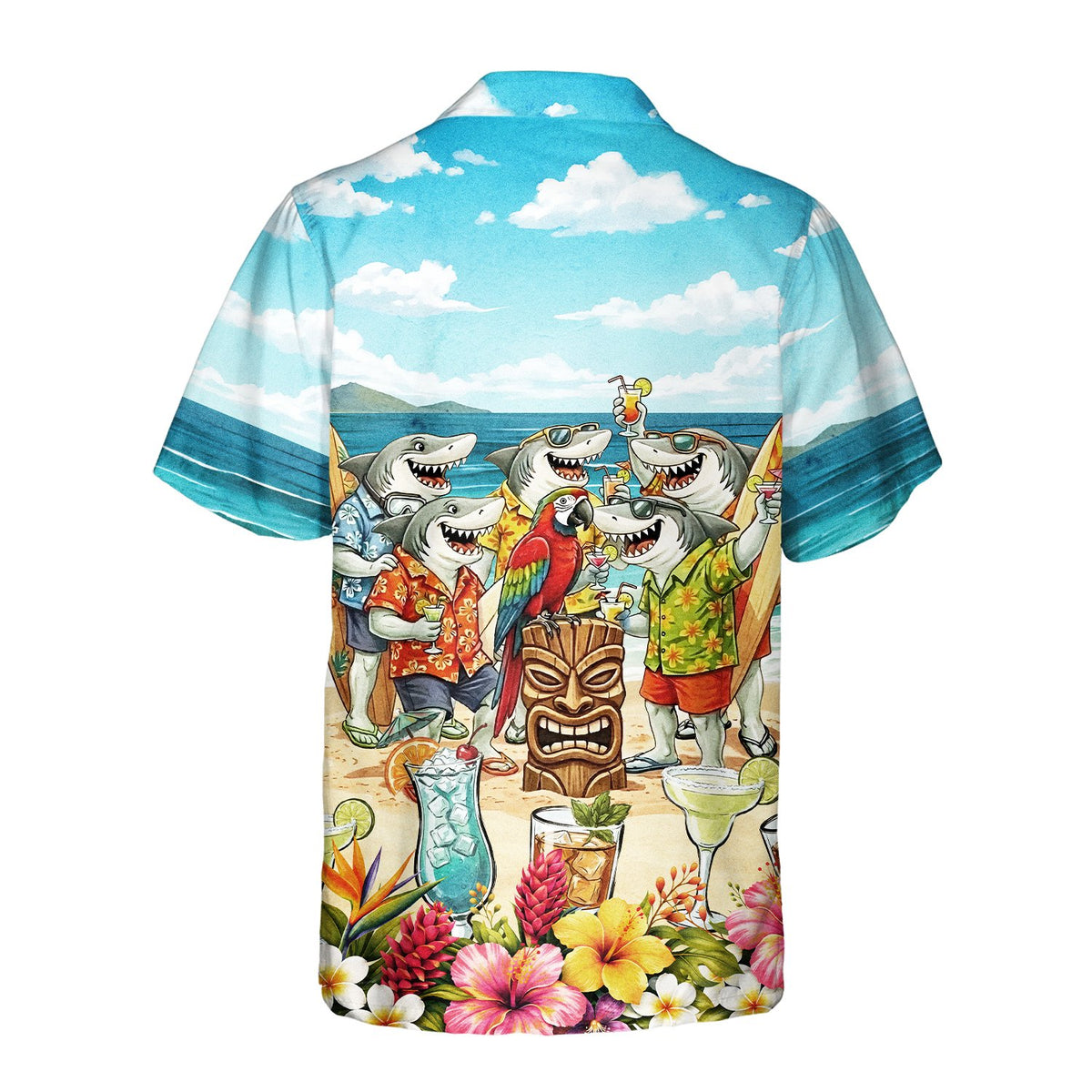 Back view of the matching family hawaiian shirt