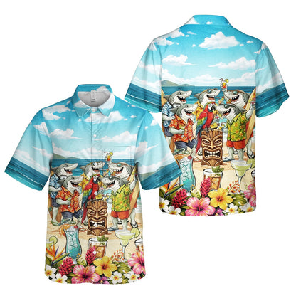 Another front view of the tropical beach party hawaiian shirt