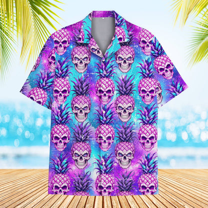 Tropical skull hawaiian shirt, alternate front view