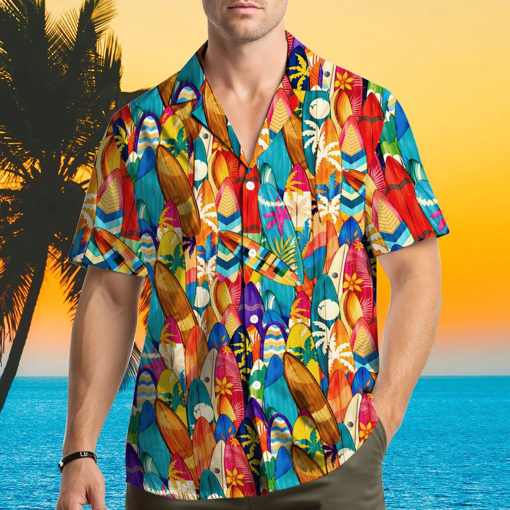 Another lifestyle view of the matching hawaiian shirts for family