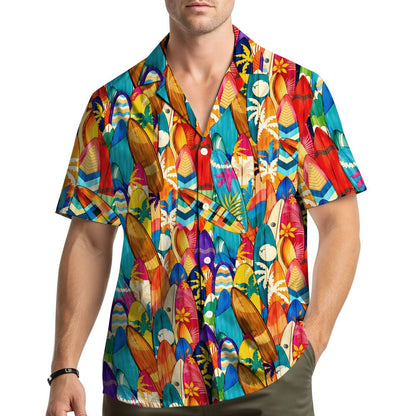 Lifestyle shot of the family hawaiian shirt in a tropical setting