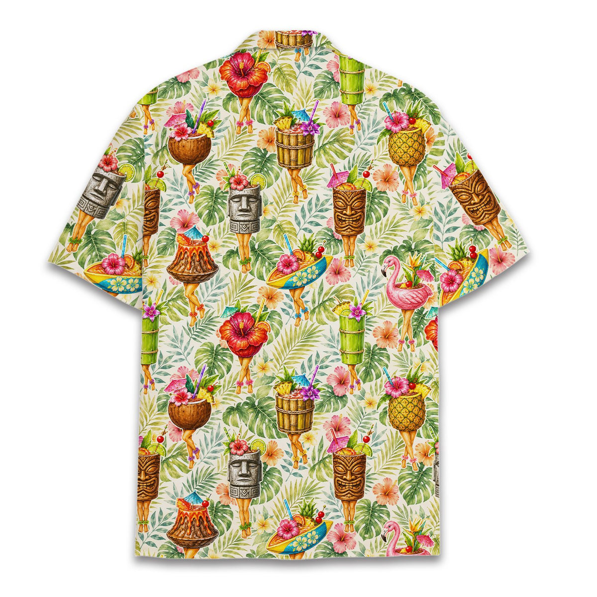 Back view of the tropical tiki hawaiian shirt
