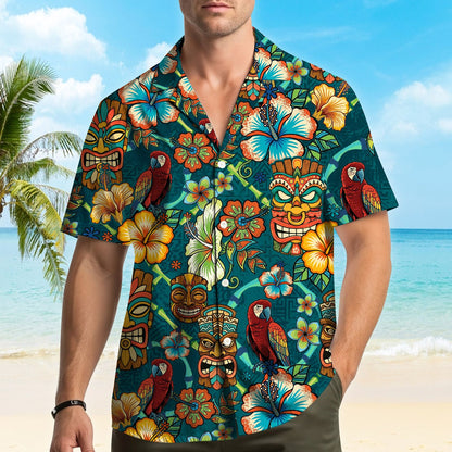 Second lifestyle shot showing the tropical tiki design in a summer setting