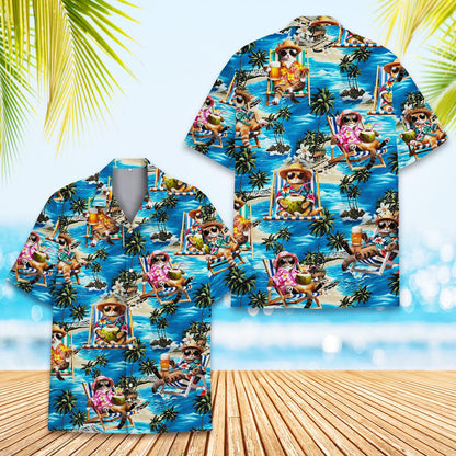 Close up front view of the tropical vacation hawaiian shirt