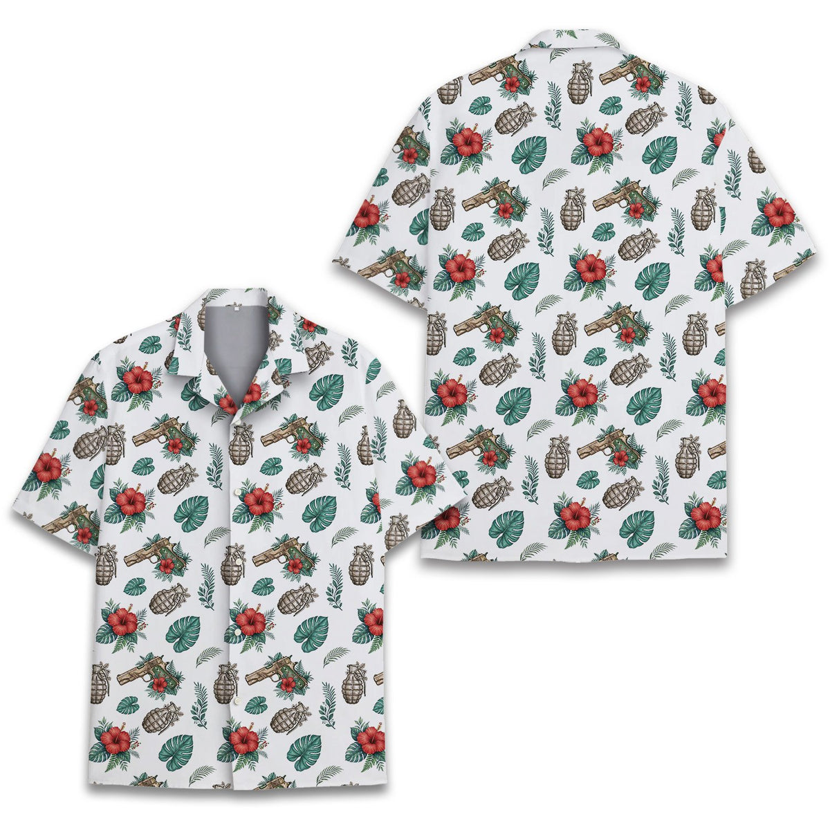 Tropical weaponry hawaiian shirt front view 4