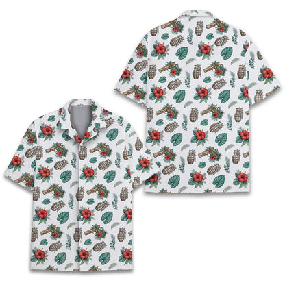 Tropical weaponry hawaiian shirt front view 4