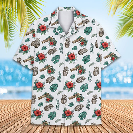 Tropical weaponry hawaiian shirt main view